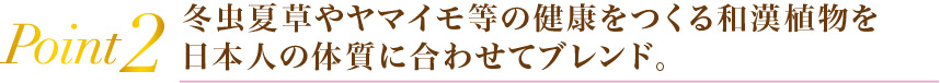 Point2冬虫夏草やヤマイモ等の健康を作る和漢植物を日本人の体質に合わせてブレンド